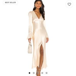 Shona Joy Frill Cuff Bias Mini Dress Cream